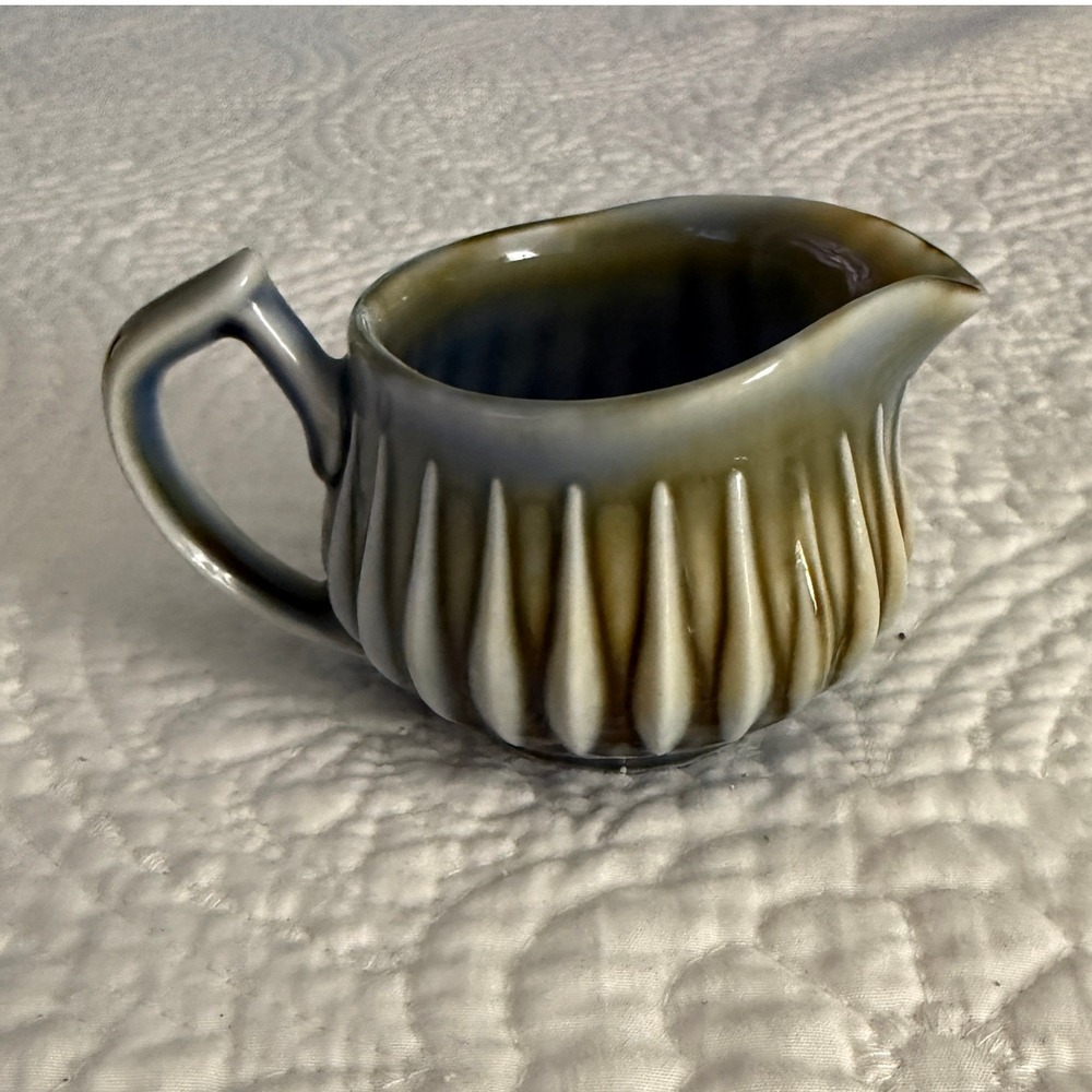 Wade Irish Porcelain Creamer Small Blue Green Brown Raindrop James Borsey 1950s